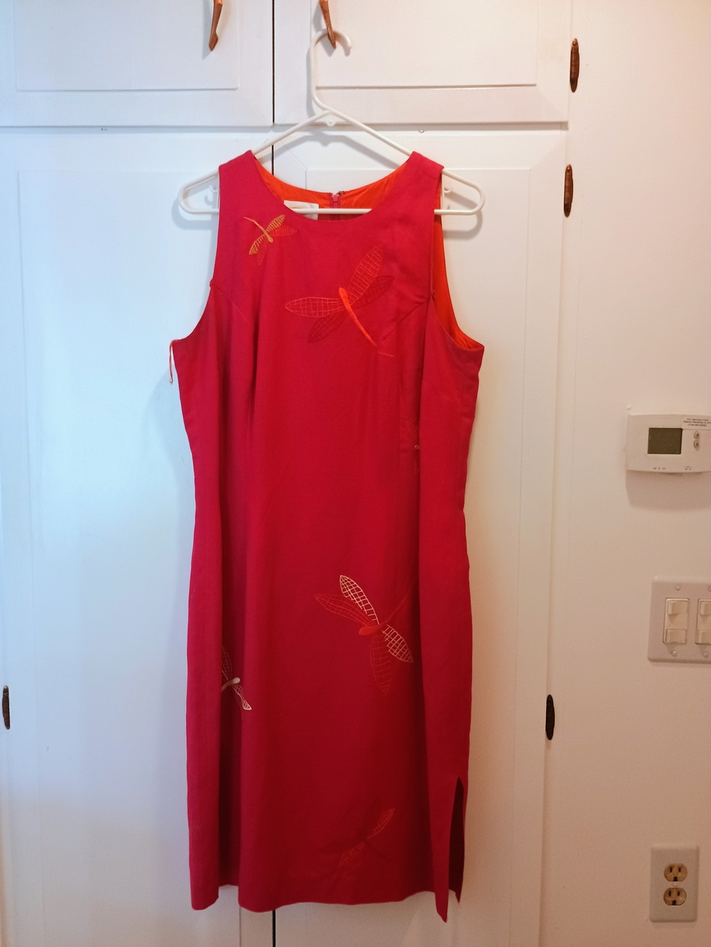 Talbots Fuschia Sleeveless Shift Dress with Subtle Dragonfly Embroidery